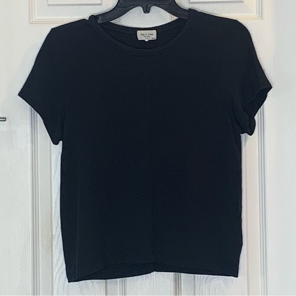 Rag & Bone Black Cropped Fitted Top Size XL